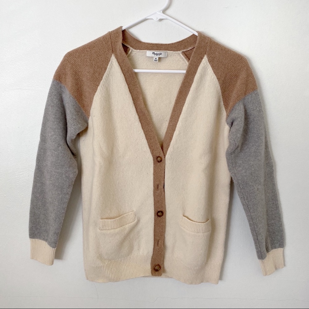 Madewell Merino Wool Color Block Cardigan Medium